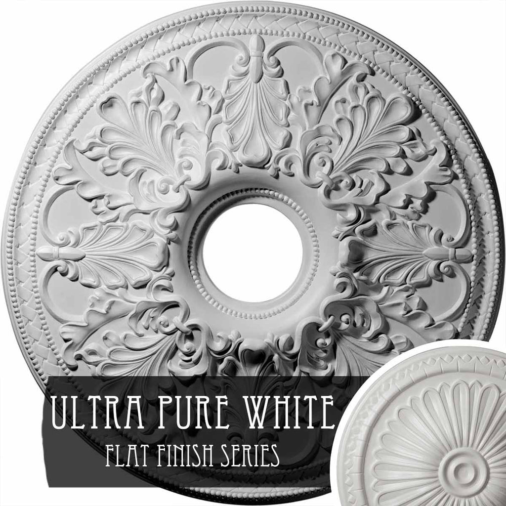 23 7/8x22OD x 4x22ID x 2 1/8x22P Ceiling Medallion, Hand-Painted Ultra Pure White M38147