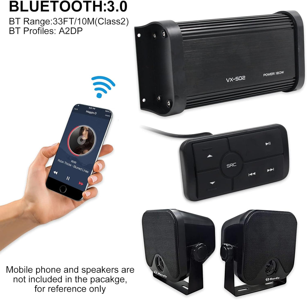 180 Watts 4 Channel Waterproof Marine Bluetooth Amplifier H4997
