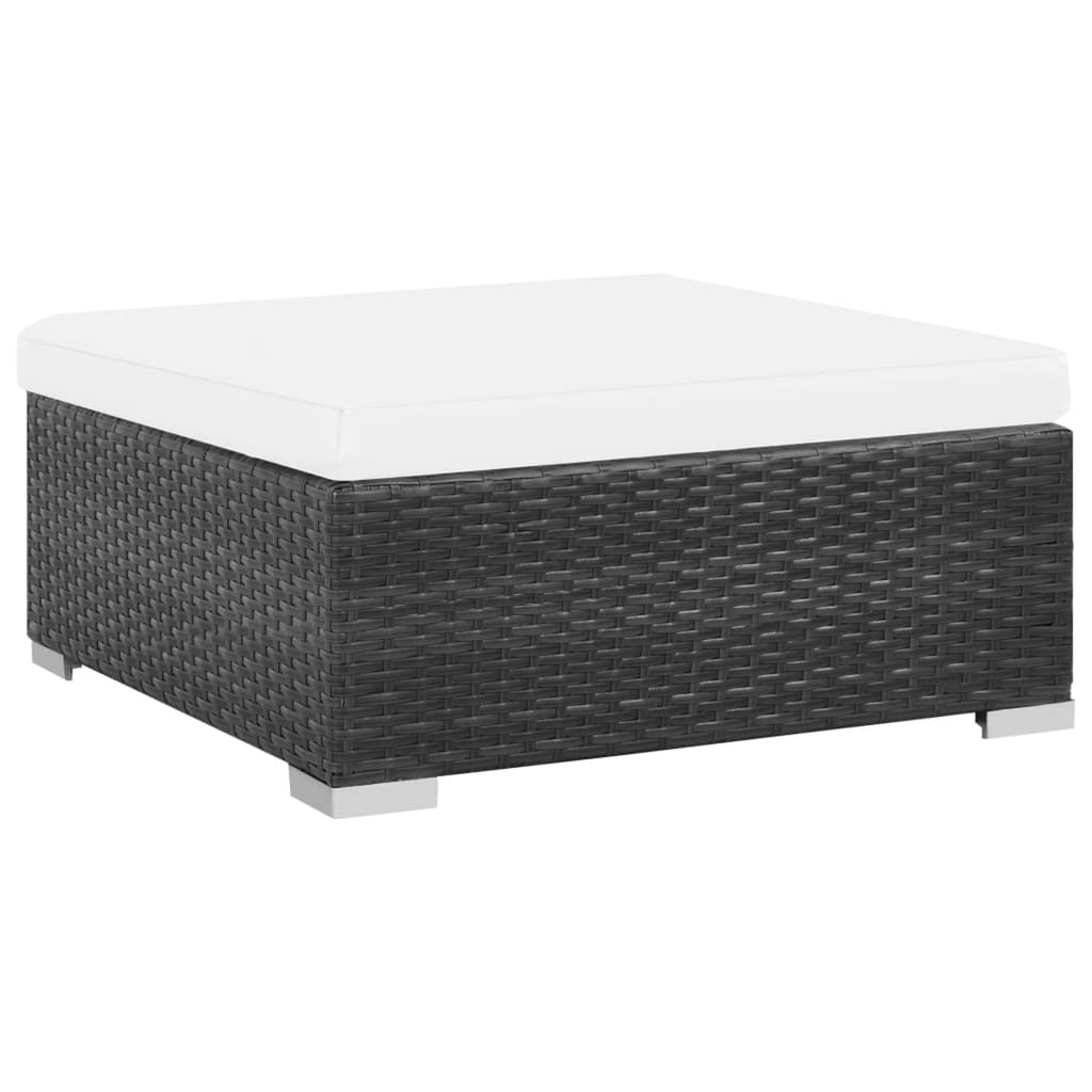 6 Piece White Cushioned Poly Rattan Patio Conversation Set with Coffee Table O909