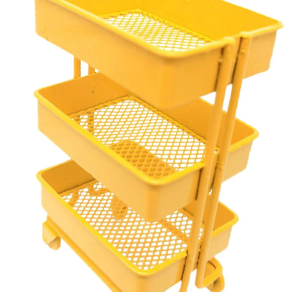 Yellow Metal Storage Shelf with Dollhouse Furniture Decor Y76793