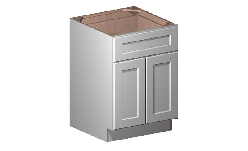 White 2 Door 1 Drawer Base Cabinet with Shelf and Rollout Shelf Q851695