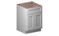 White 2 Door 1 Drawer Base Cabinet with Shelf and Rollout Shelf Q851695