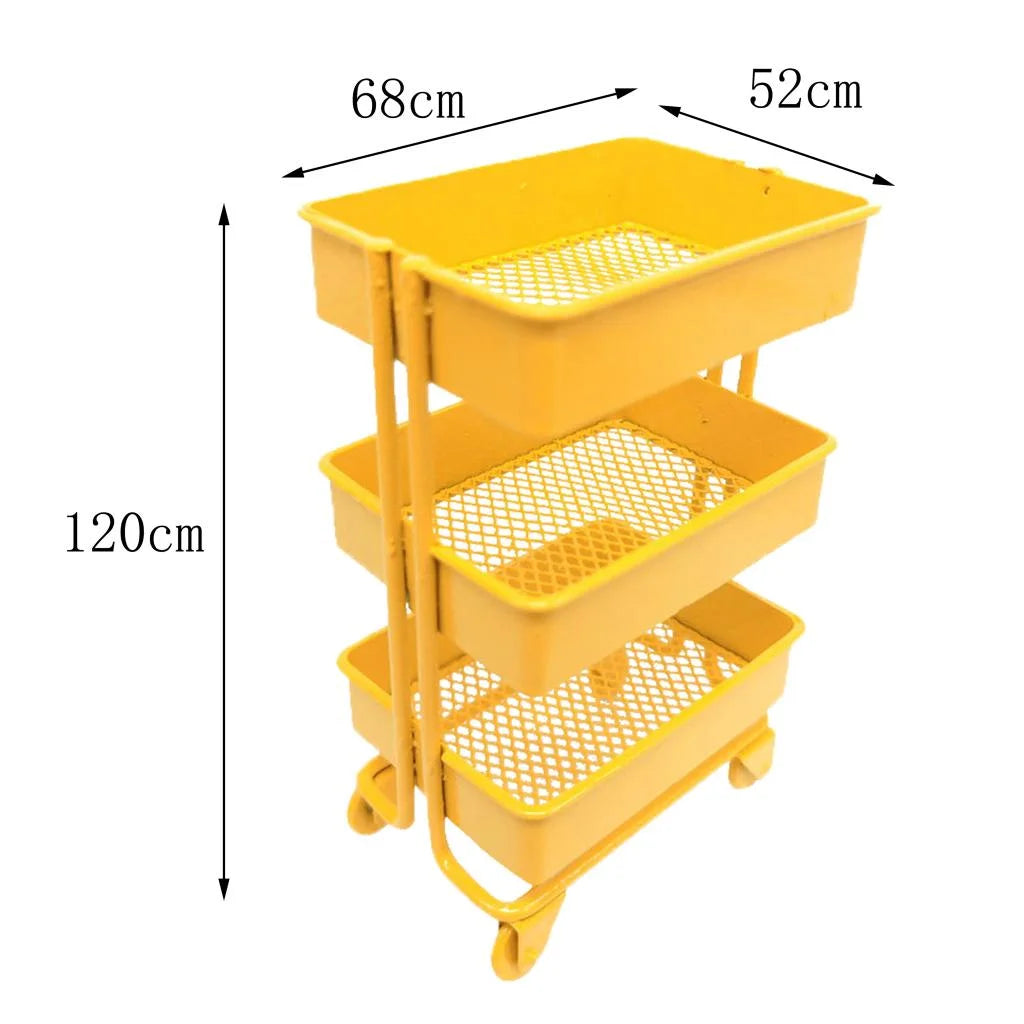 Yellow Metal Storage Shelf with Dollhouse Furniture Decor Y76793