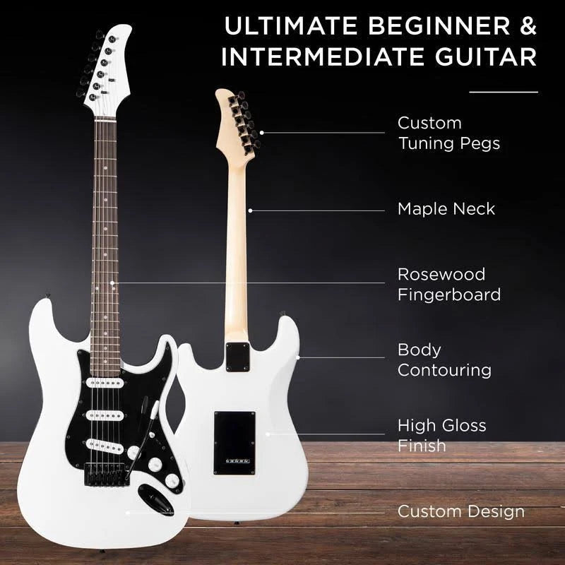 Full Size Beginner Electric Guitar Kit with Case, Strap, Amp, Whammy Bar M40444