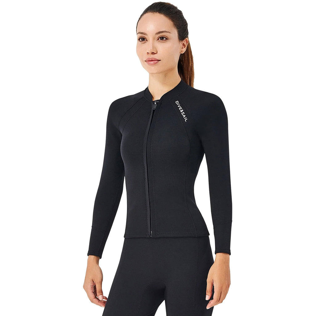 2mm Neoprene Front Zipper Wetsuits Jacket Long Sleeves C75900
