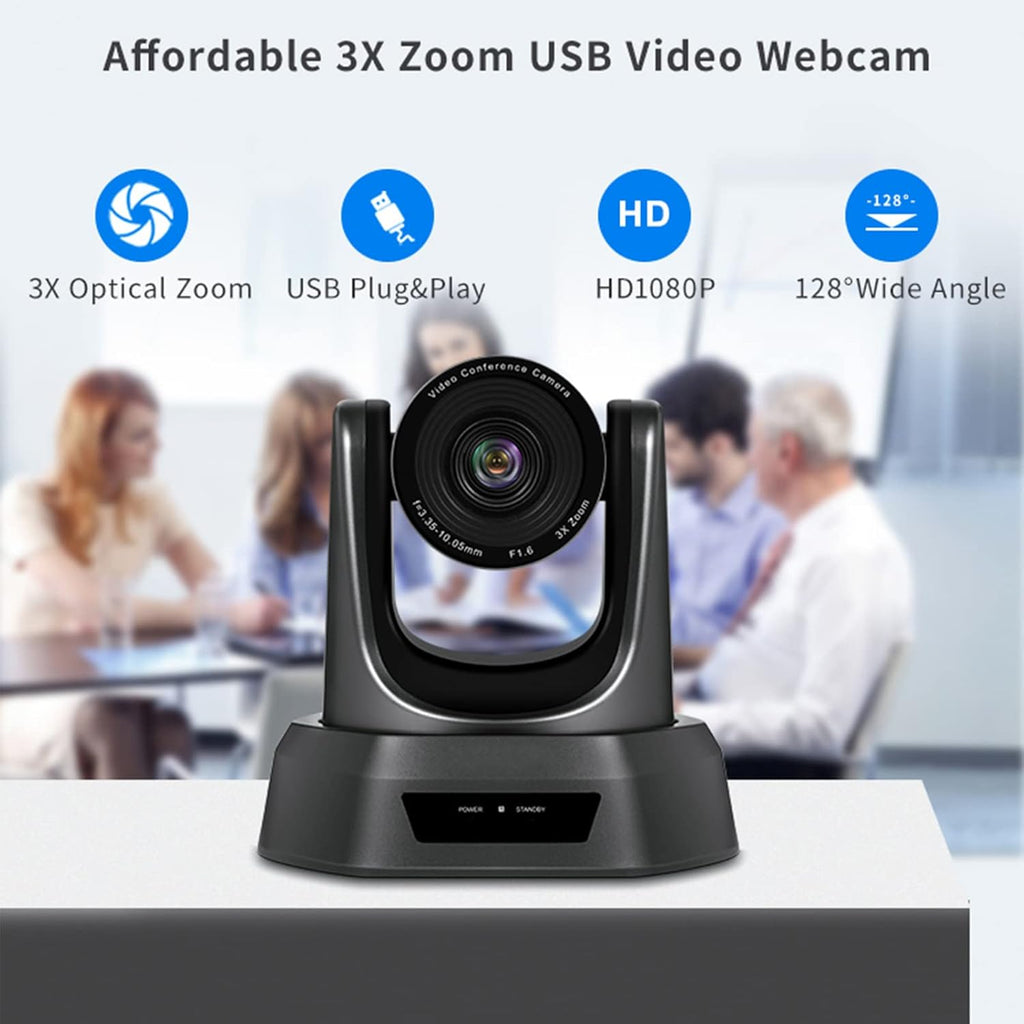 3X Zoom 1080P HD PTZ Conference Camera with Mic and Speaker C448465