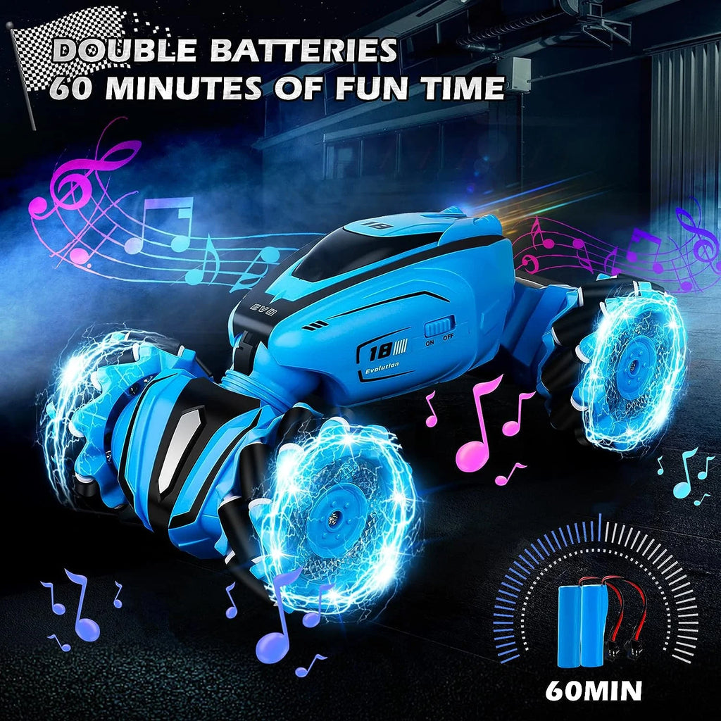 Blue 2.4Ghz Rechargeable RC Stunt Car Q3483