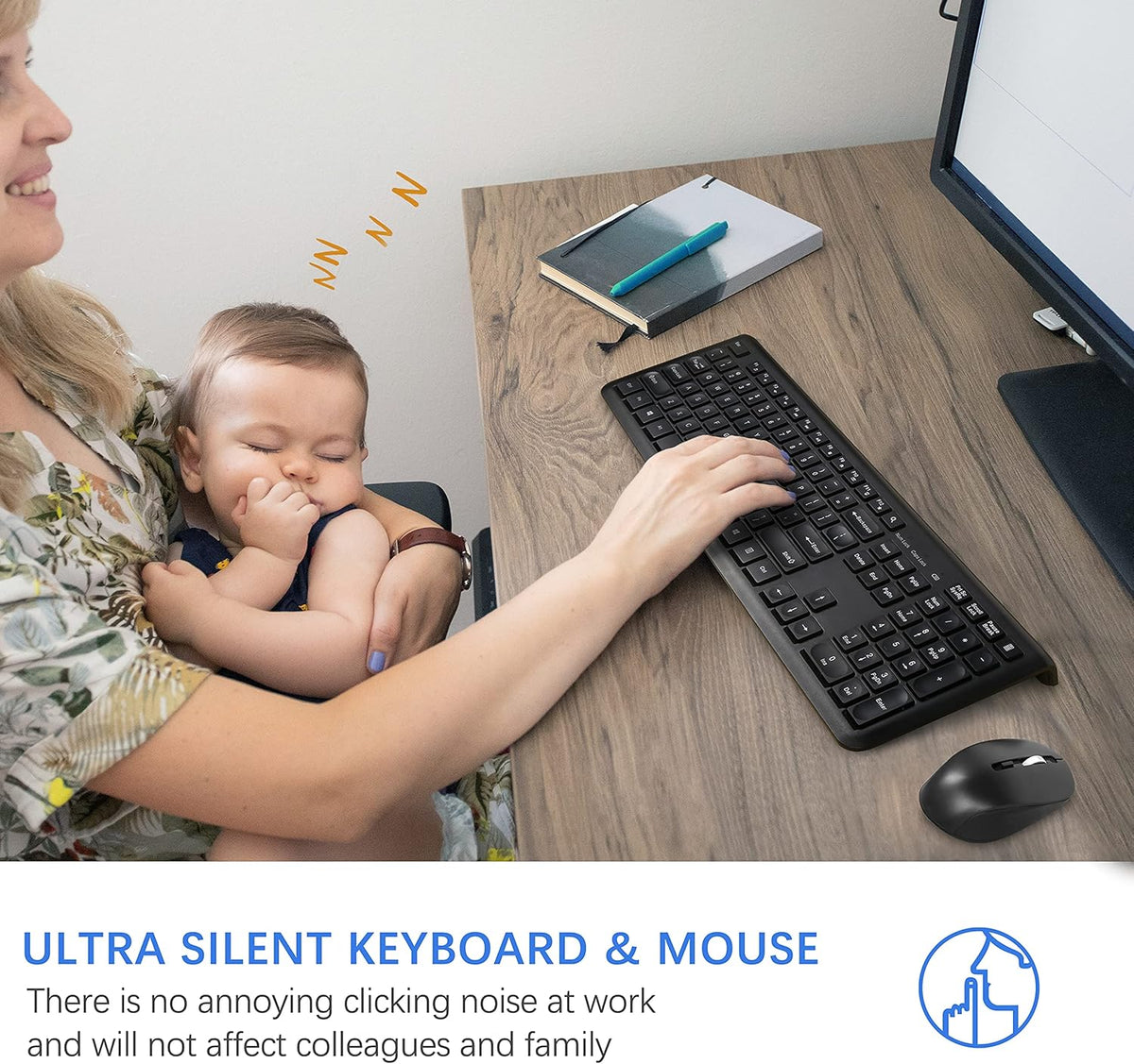 Wireless Silent Keyboard and Mouse Combo with Calculator Button Y907