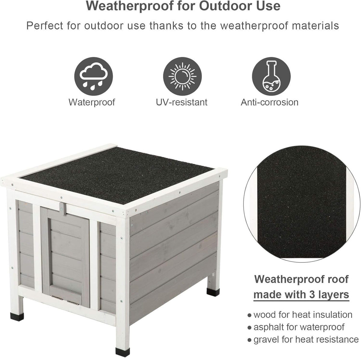 White Weatherproof Wooden Bunny Hutch Pet Cage N458