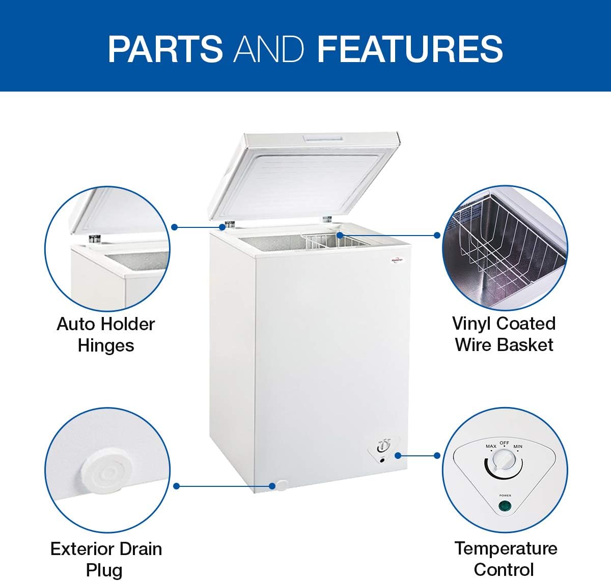 Compact Chest Freezer with Flip-Up Lid, 3.5 Cubic Feet Capacity J3812
