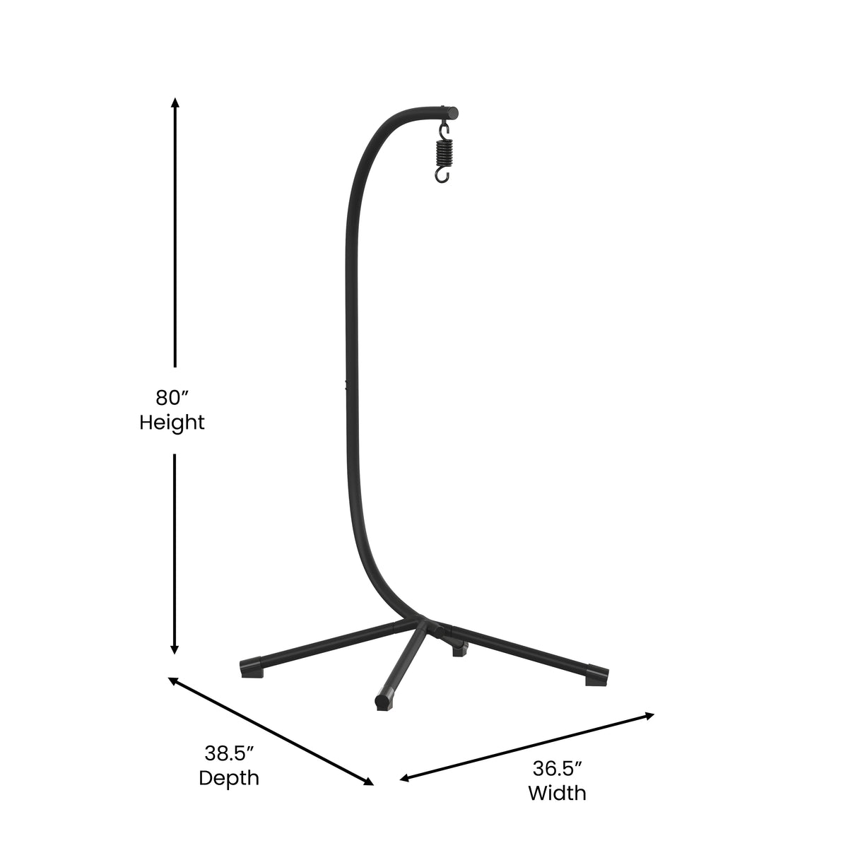 Black Powder Coated Steel Hanging Hammock Chair C-Stand with Spring Hook A949