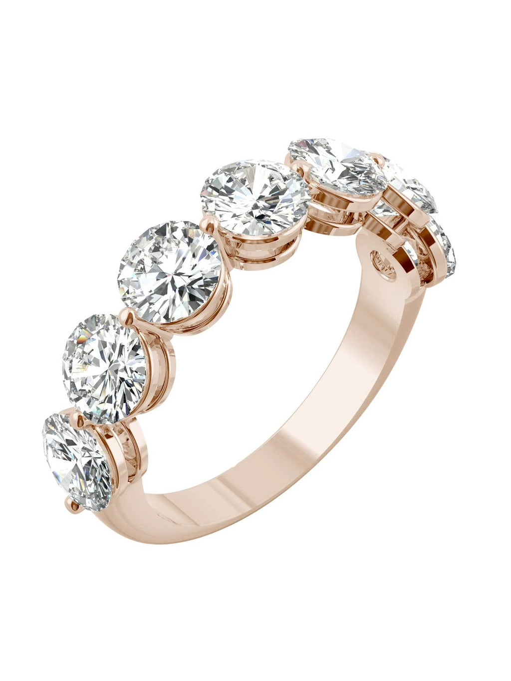 14K Rose Gold Moissanite 5mm Round Wedding Band Size 5 X4856