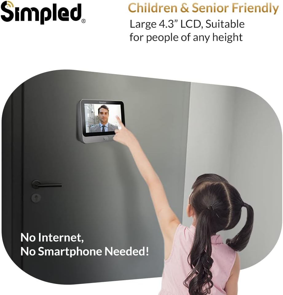 WiFi Digital Door Viewer 4.3 inch LCD Screen Smart Video Camera Doorbell Peephole with Chime W669