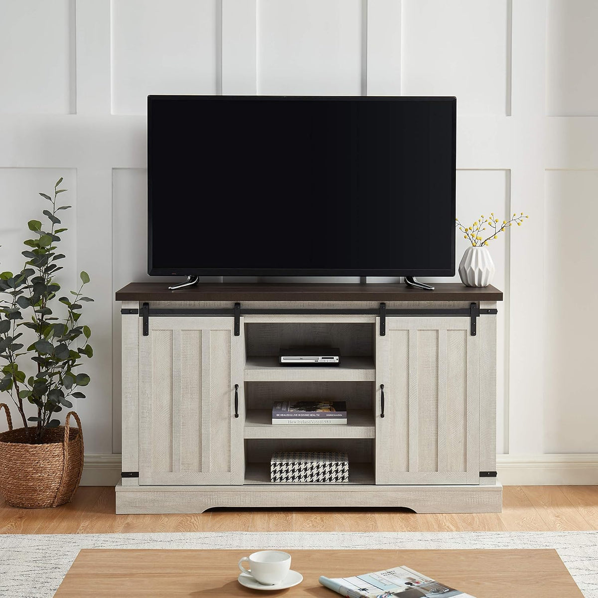 Grey Sliding Barn Door TV Stand Y8241