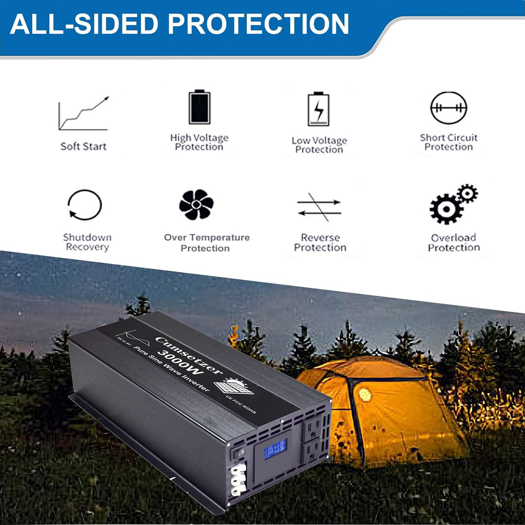 3000w 24v Pure Sine Wave Power Inverter with Dual US Outlet and LCD Display H50699