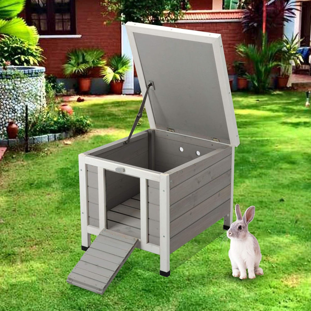 White Weatherproof Wooden Bunny Hutch Pet Cage N458