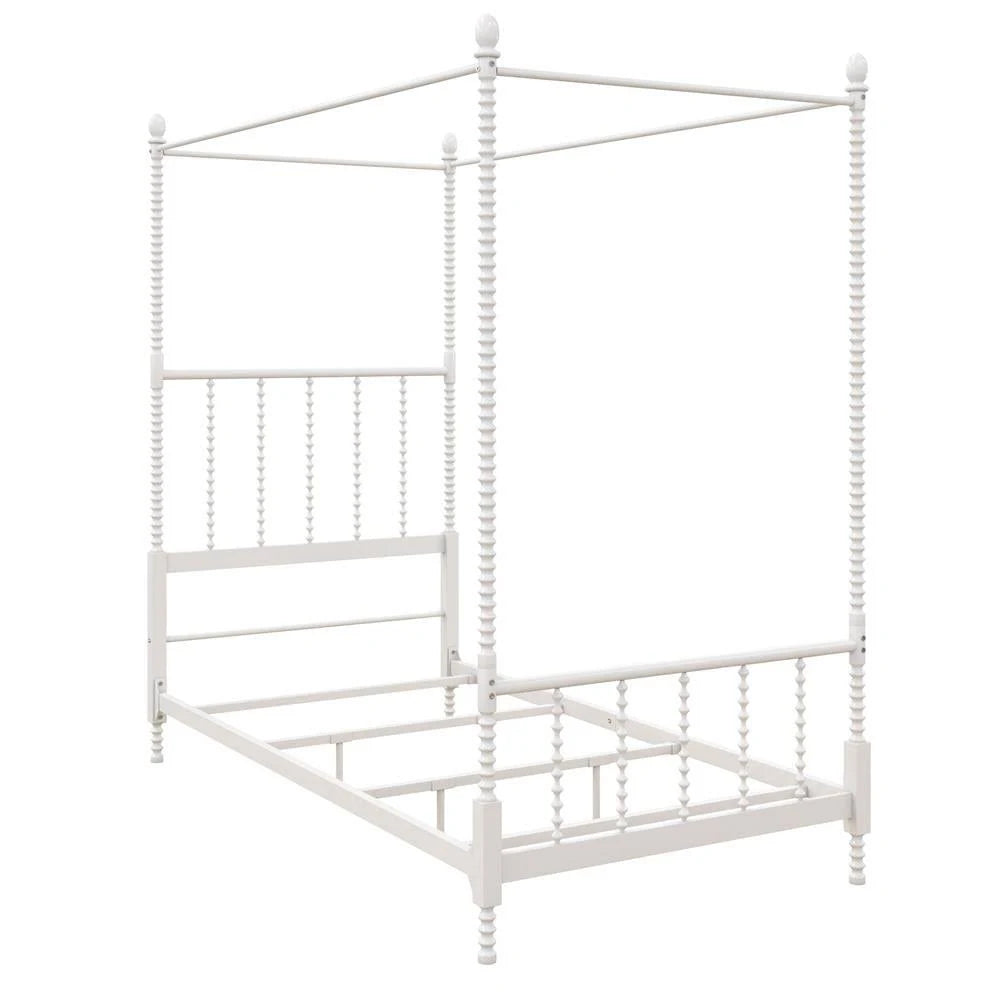 White Metal Canopy Bed Twin N8633
