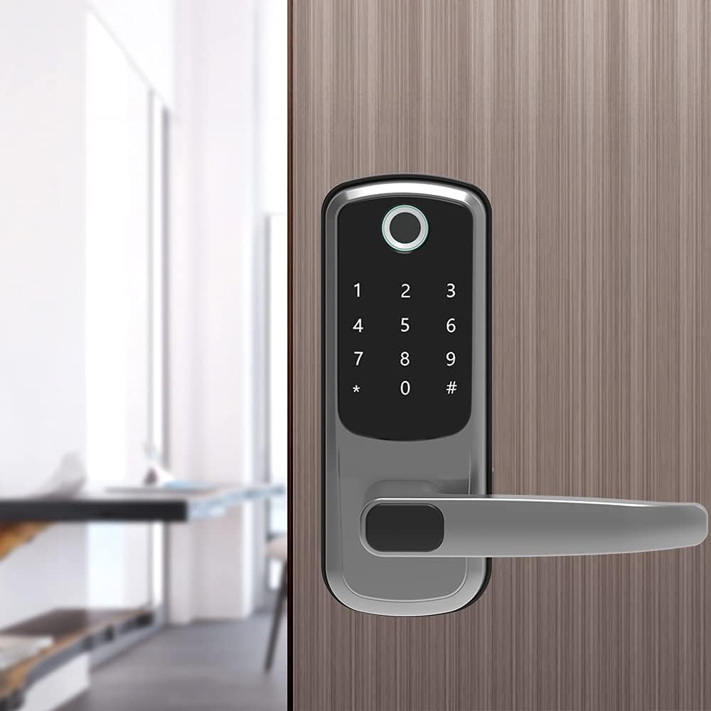 5-in-1 Smart Lock with Reversible Handle, Digital Door Locks with Keypads, Silvery Y54609