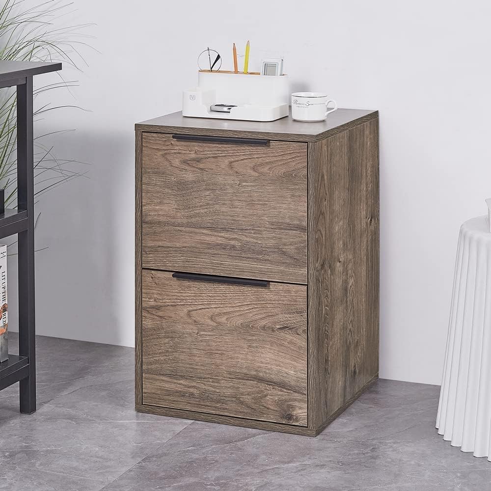 Gray 2 Drawer Wood File Cabinet O4112