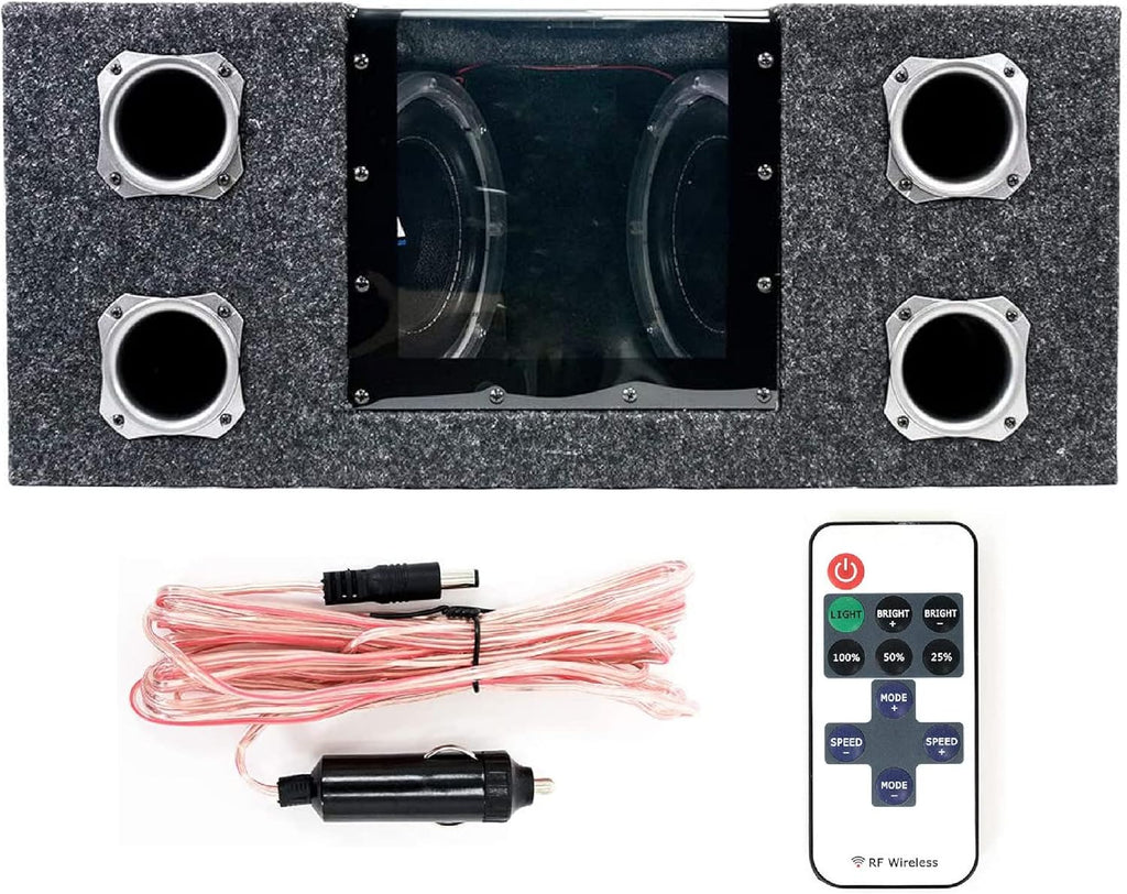 Dual 8 Inch 800 Watt Car Audio Subwoofer Box with LED Lights & Plexiglass Window W764890