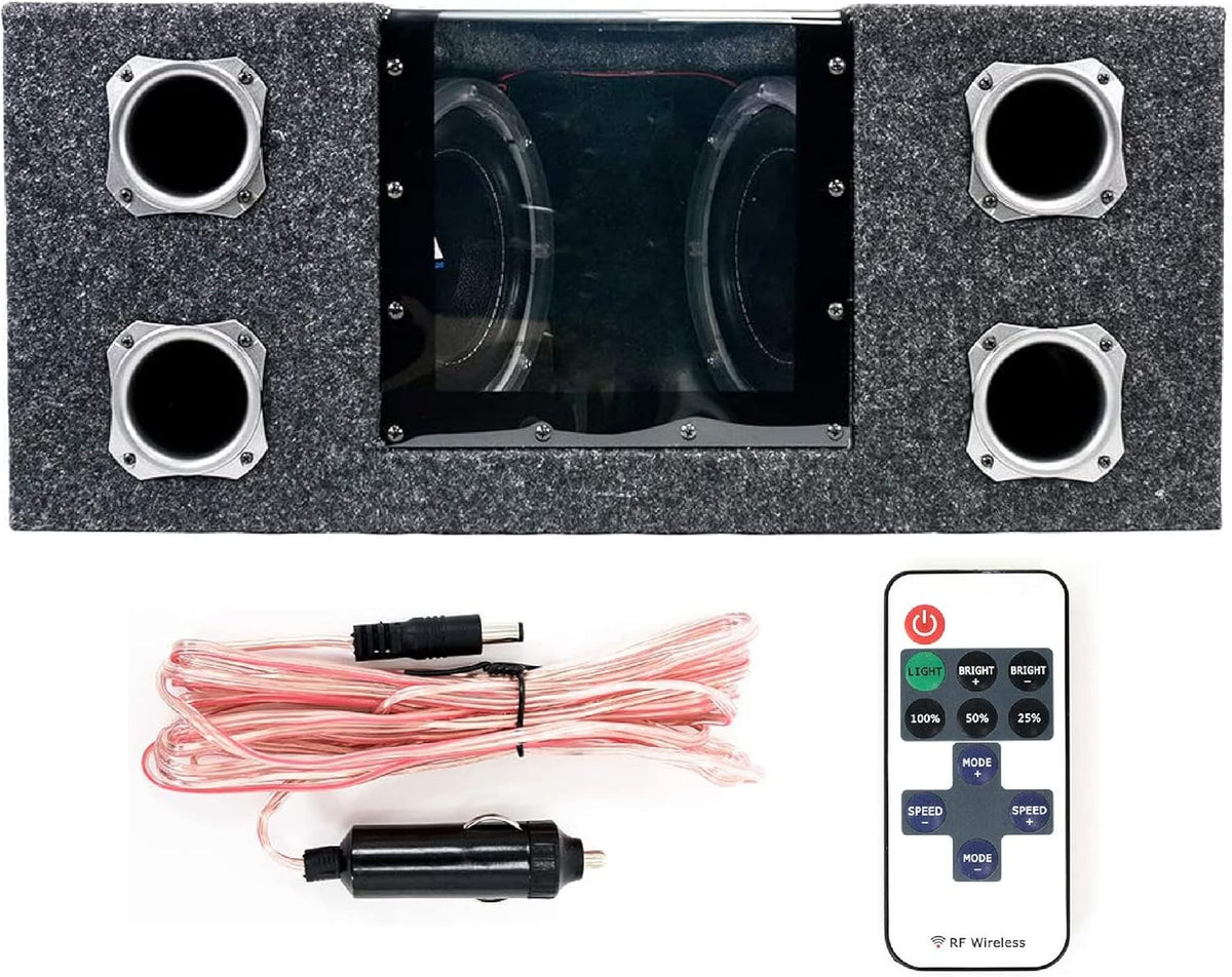 Dual 8 Inch 800 Watt Car Audio Subwoofer Box with LED Lights & Plexiglass Window W764890