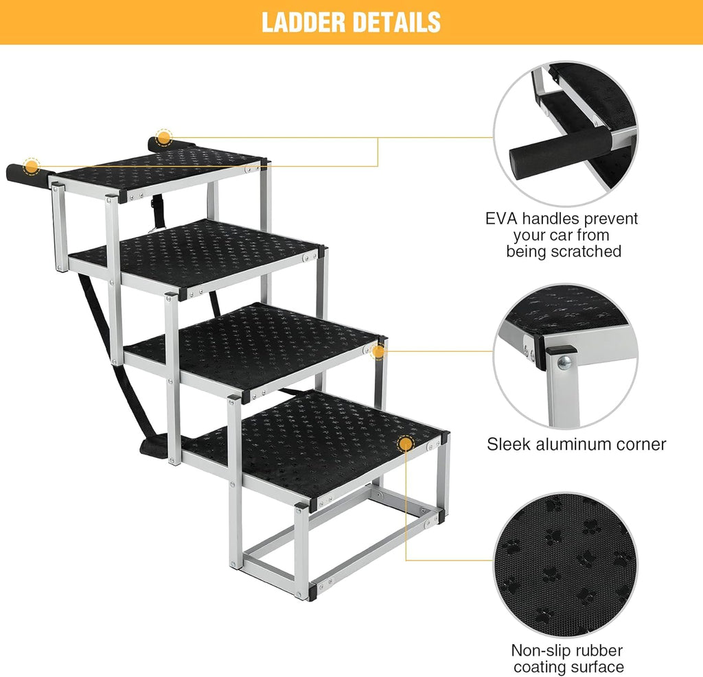 Foldable Aluminum 4 Steps Dog Stairs Pack of 2 M254461