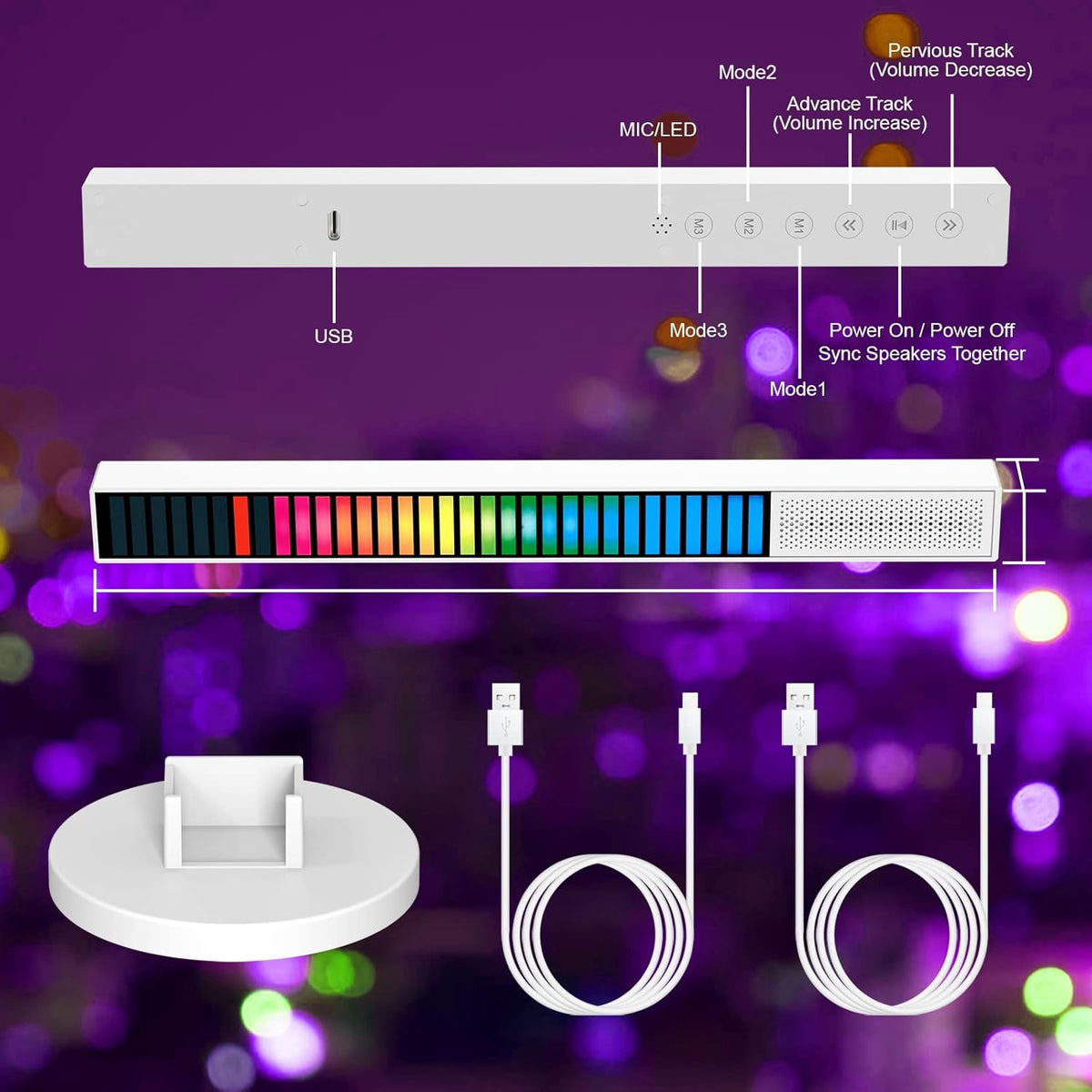 Wireless Bluetooth Speaker with Voice Control Light Bar P820214