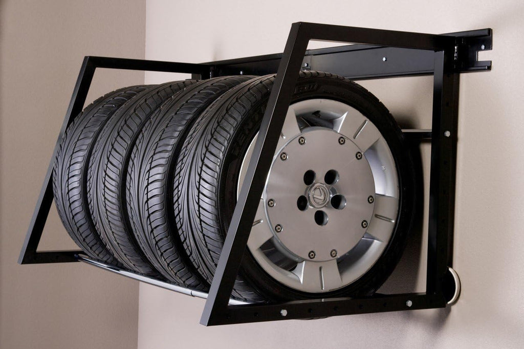 Heavy Duty Adjustable Garage Wall Tire Rack Storage, Black R53699