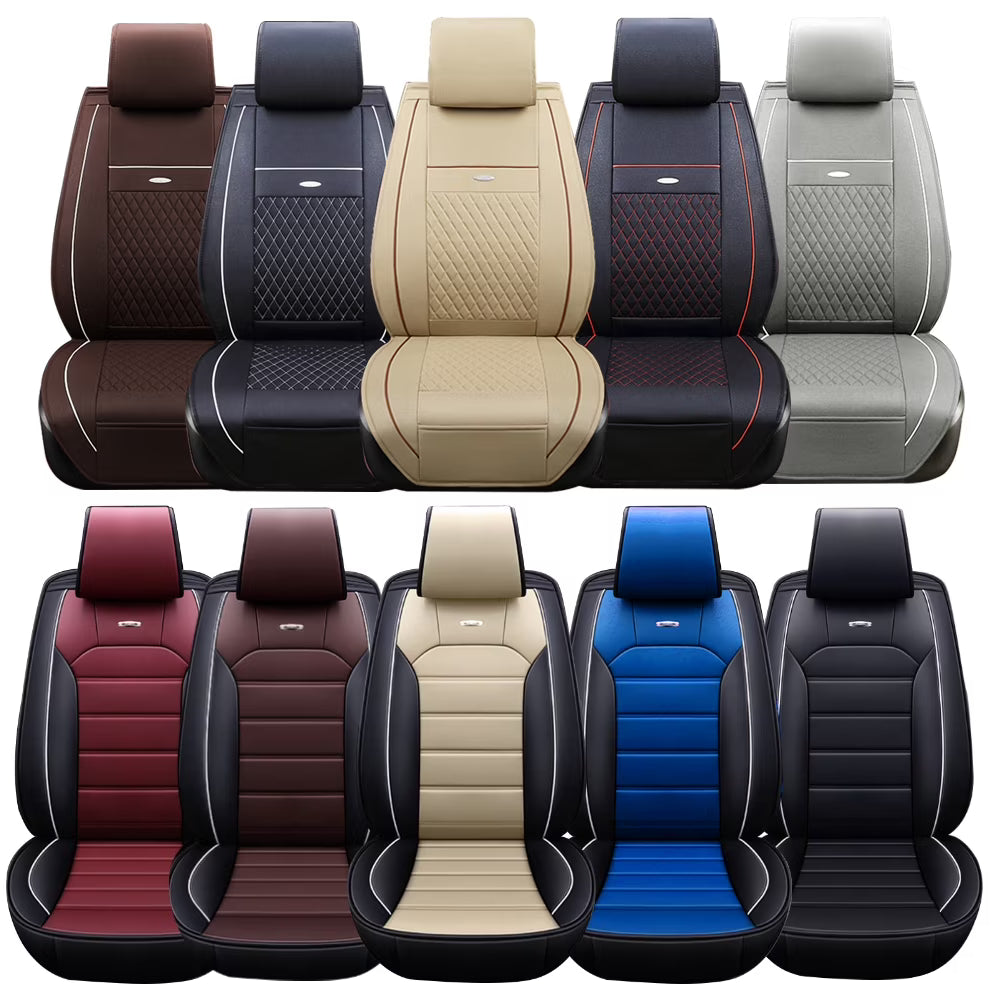 Leather Car Seat Cover Full Set Front Rear Z676