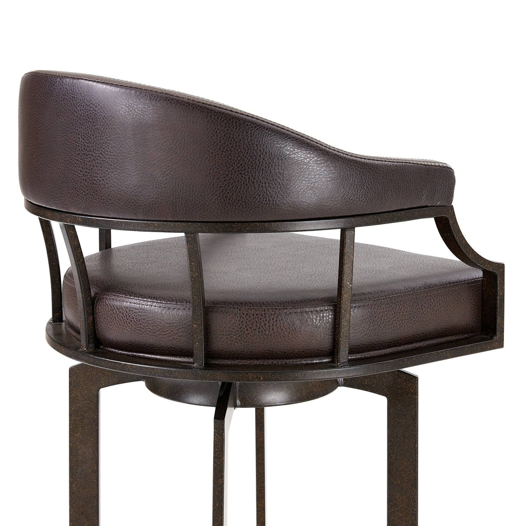 Auburn Bay and Brown Faux Leather Swivel Bar Stool G9055