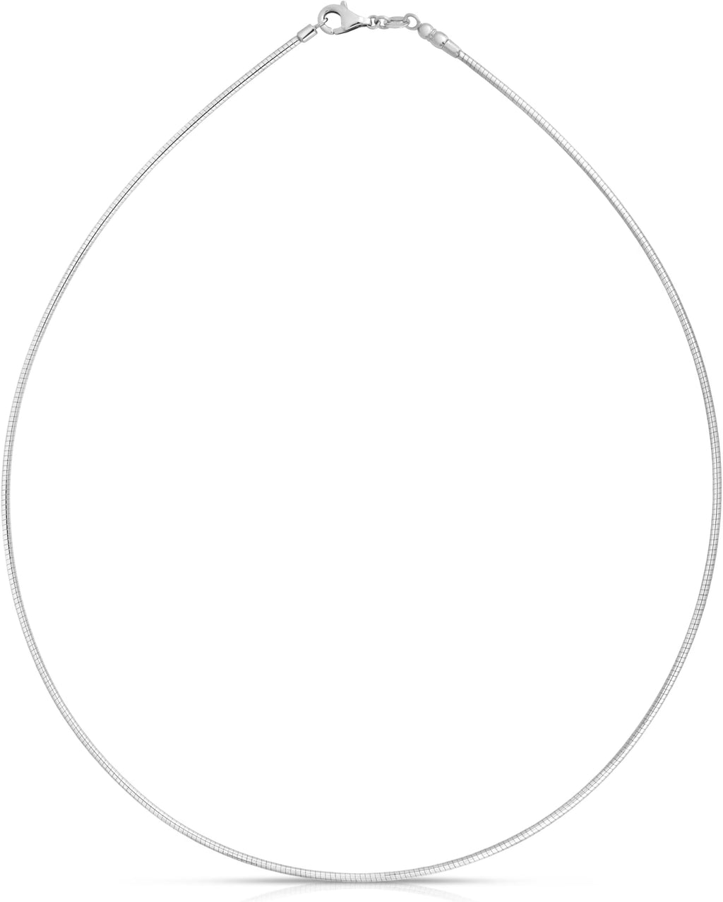 14k White Gold 1.5mm Round Omega Chain Necklace D620545