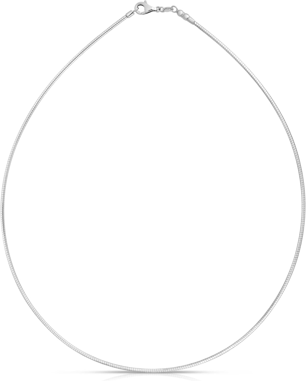 14k White Gold 1.5mm Round Omega Chain Necklace D620545