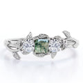 18K White Gold Plating over Silver Three Stone Engagement Ring A644376