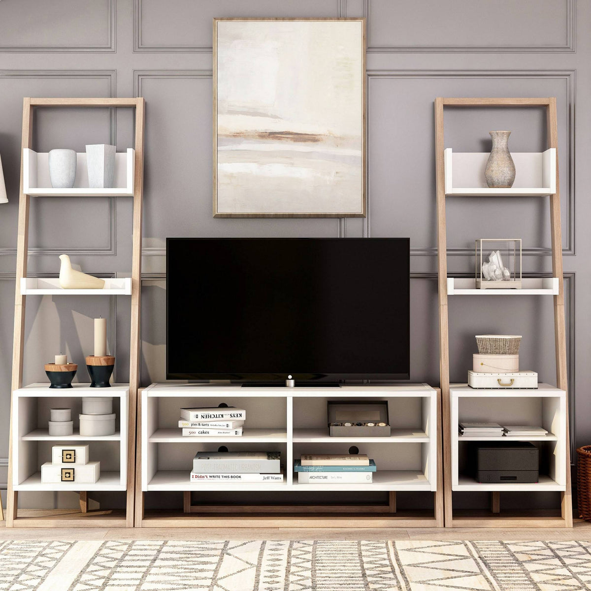 3PC Beige Entertainment Center U2957