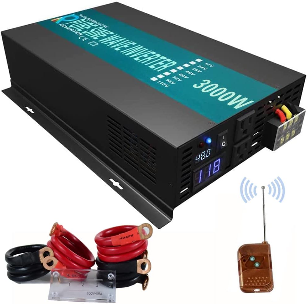 3000W 48V 120V Pure Sine Wave Power Inverter with 2 AC Outlets L394247