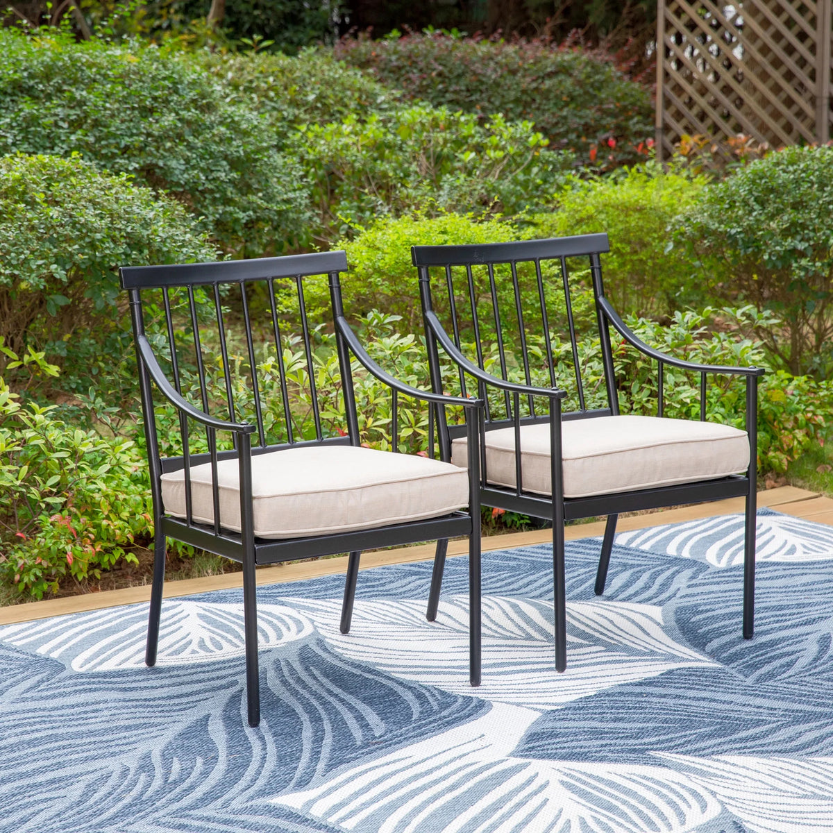 5-Piece Outdoor Dining Set with Cushioned Armchairs & Square Table A561028