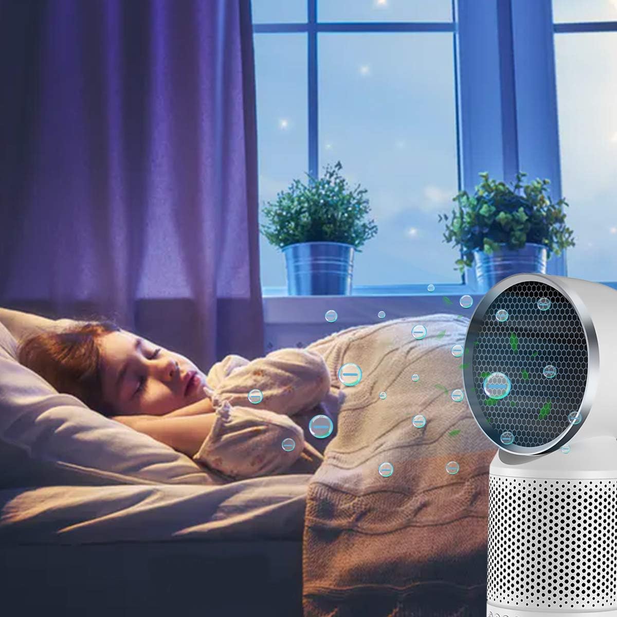 Desktop Air Purifier with True HEPA Activated Carbon Filter, Pack of 2 X7991