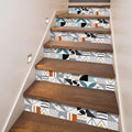 14 PCS Self Adhesive Vinyl Stair Risers Staircase Decals, Faux Weathered Rustic Wood, Pack of 2 P673