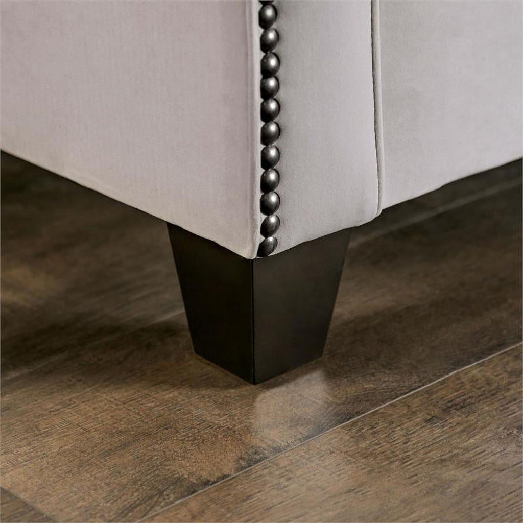 Light Gray Fabric Nailhead Sofa F552