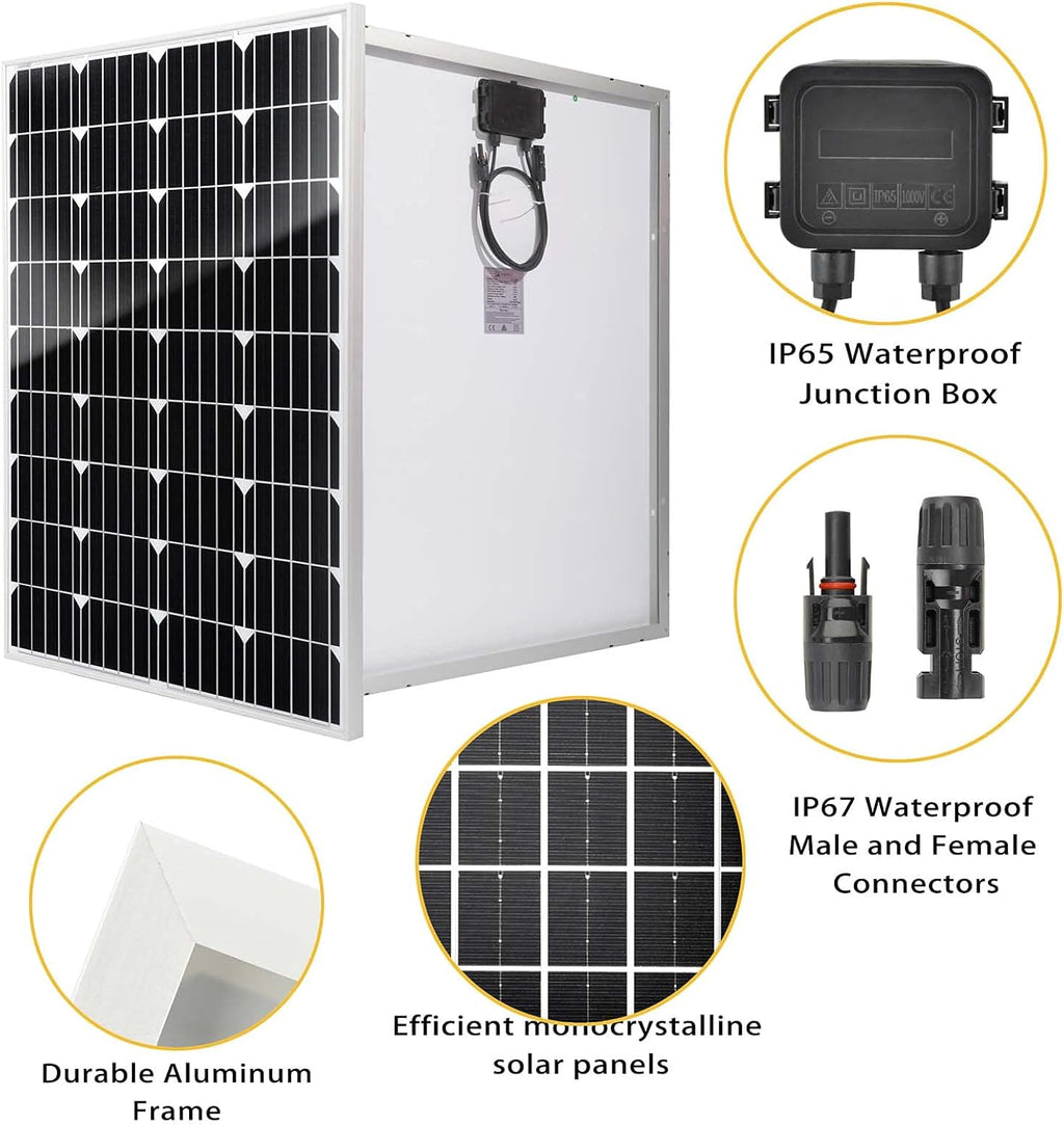 100W 12V Monocrystalline Solar Panel Kit with 30A PWM Charge Controller U26339