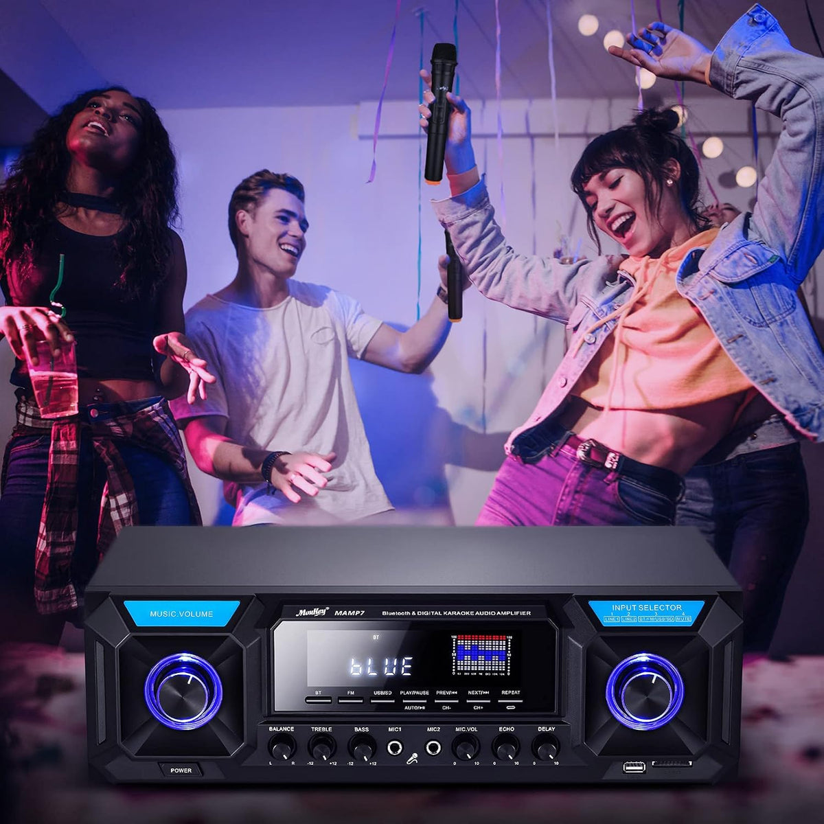 Bluetooth 5.0 330W 2 Channel Stereo Receiver with USB/SD, RCA/3.5mm AUX, LED, Remote A66479