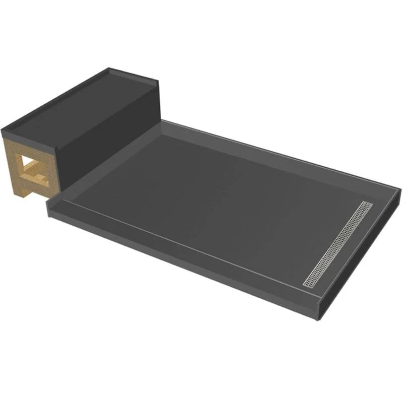 Brushed Ni Rectangular Shower Base with Right Drain T7989