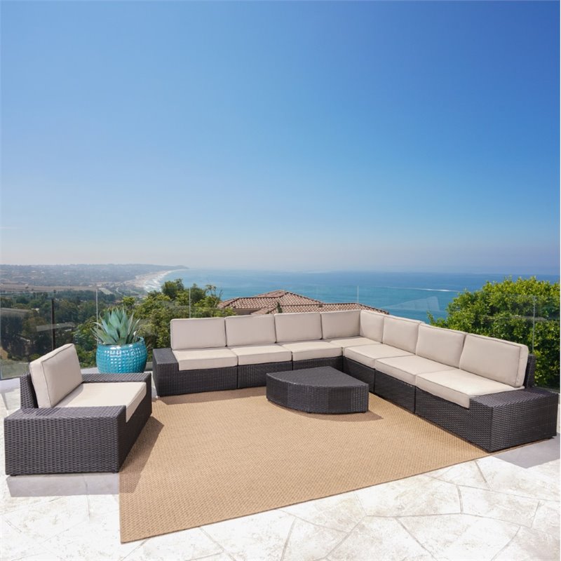 9 Piece Outdoor Wicker Sectional Sofa Set F50204