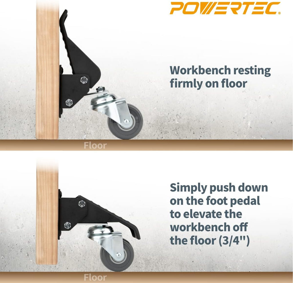 Black Workbench Casters with Quick-Release Plates, Pack of 2 U491