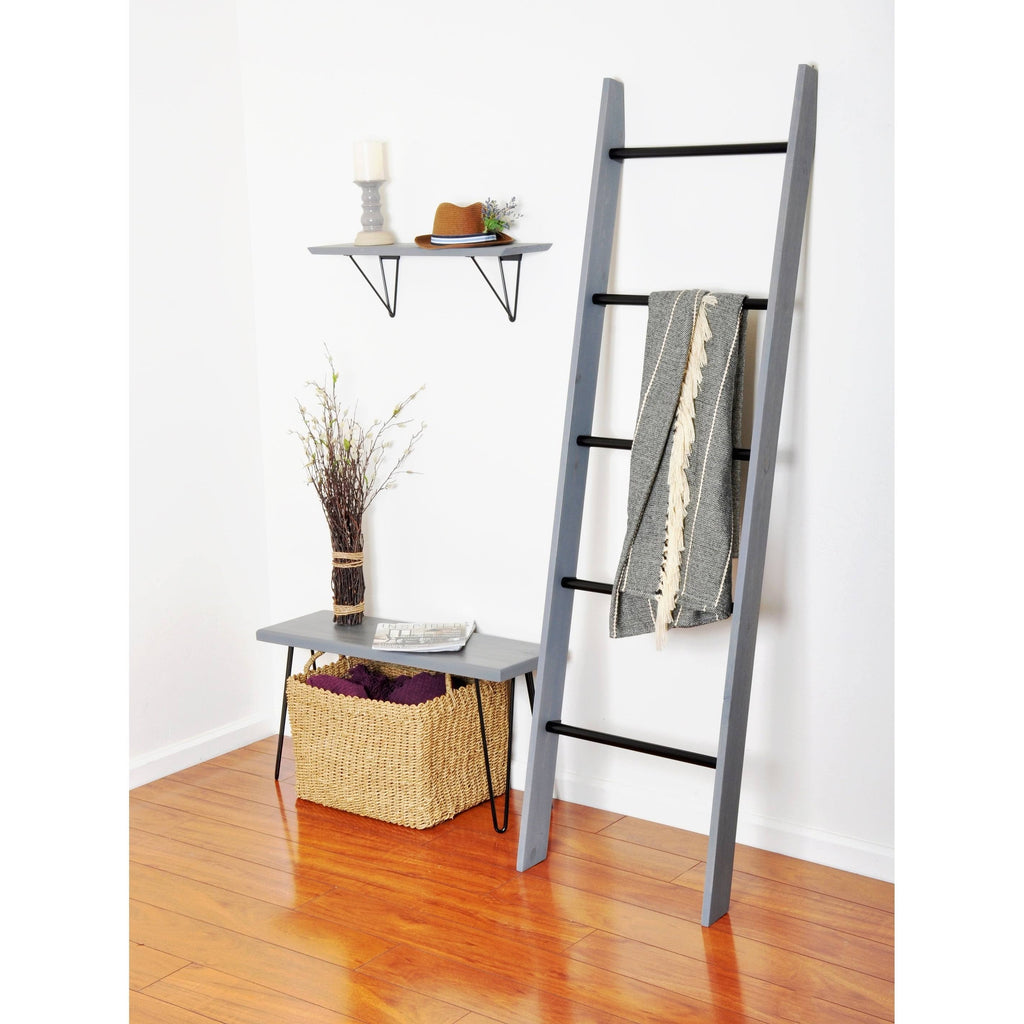 Black Wood Bracket Shelf J684