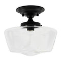 Black Clear Glass Schoolhouse Semi Flush Mount Light P82310