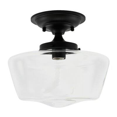 Black Clear Glass Schoolhouse Semi Flush Mount Light P82310