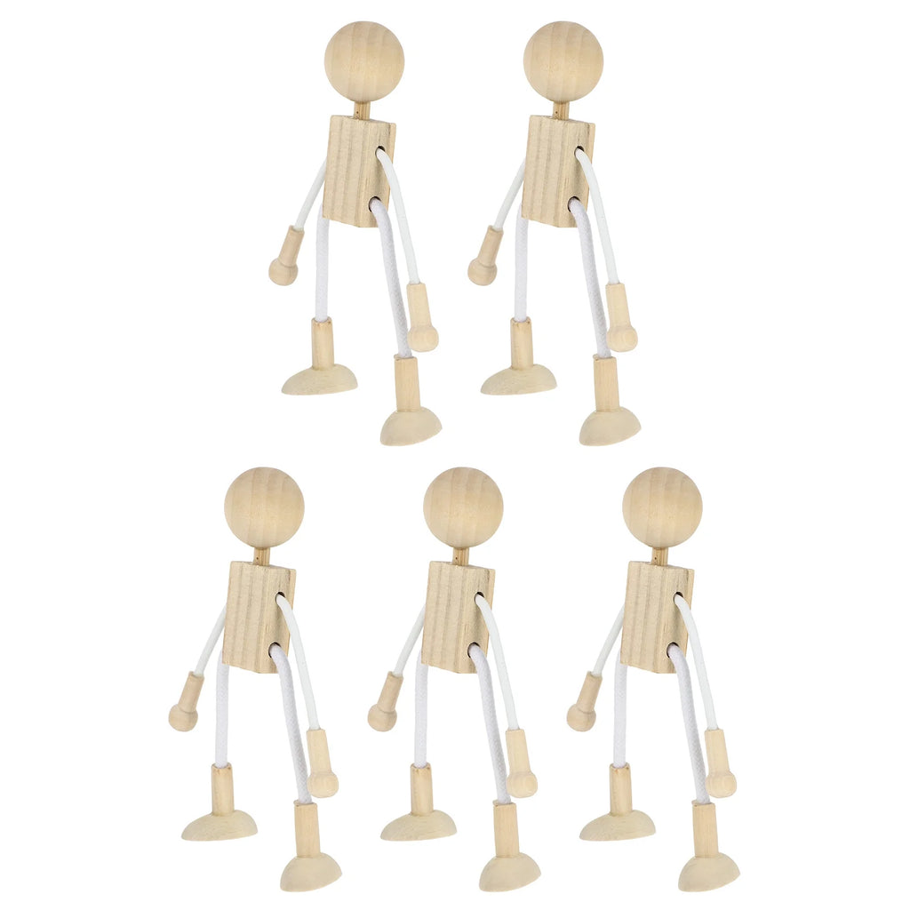 5pcs Unfinished Wooden Dolls for Arts and Crafts D4531