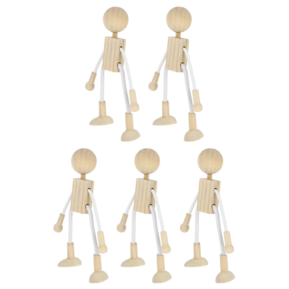 5pcs Unfinished Wooden Dolls for Arts and Crafts D4531