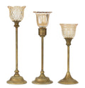 Candle Holder Set of 3 Metal Glass A99672